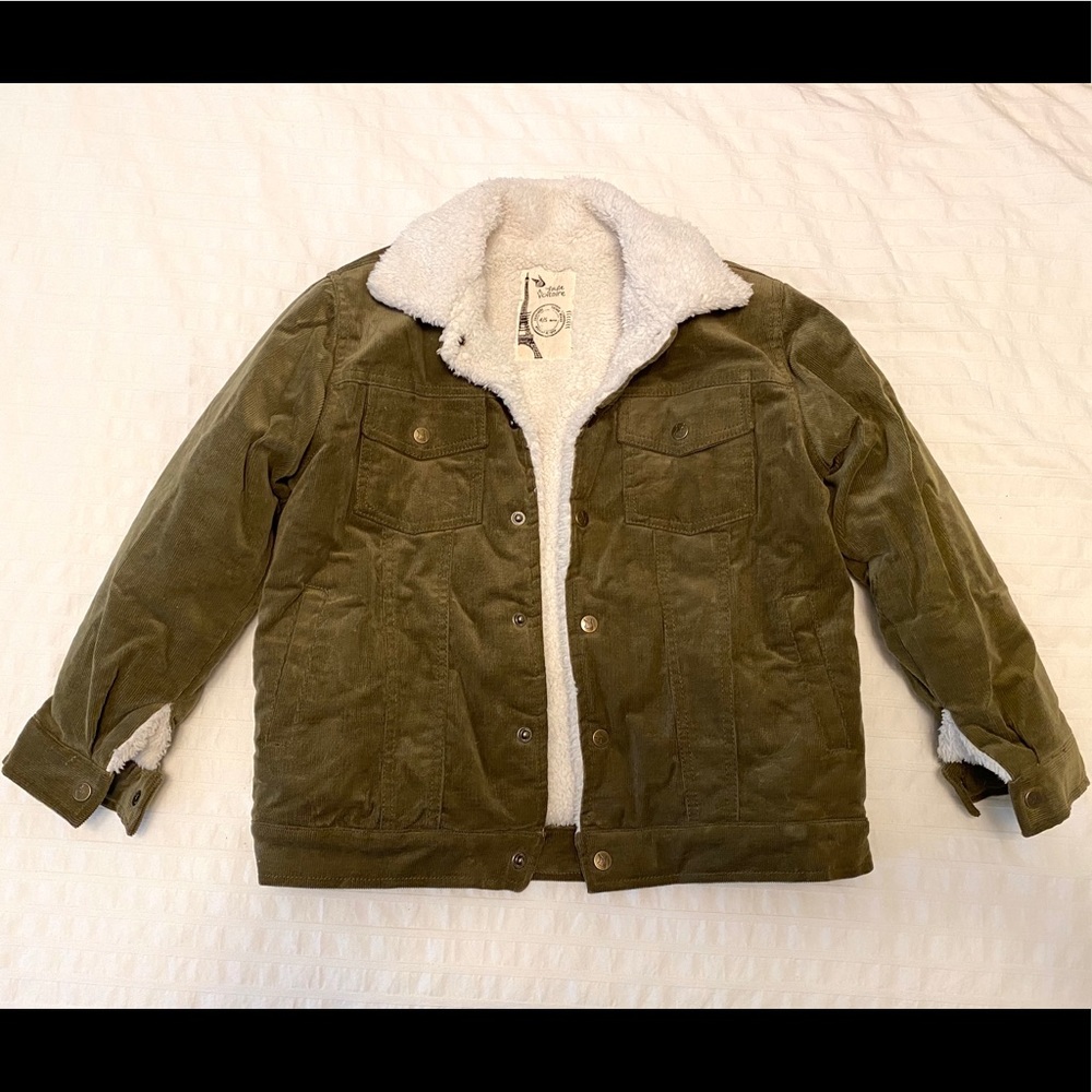 French designer sherpa lined corduroy jacket 4/5